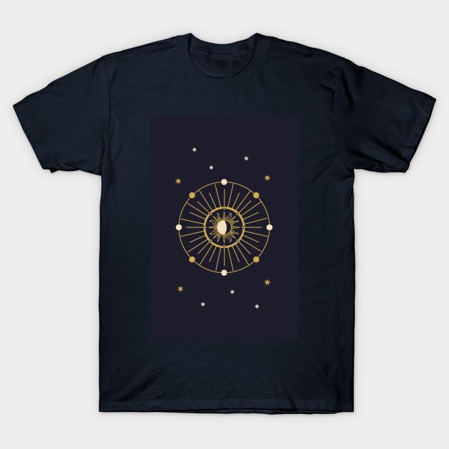 Golden Moon and Sun Astrology 2 T-Shirt by tramasdesign